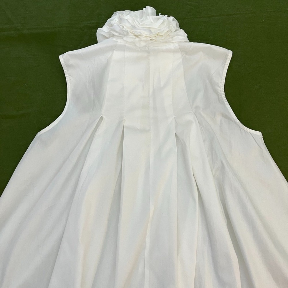 Style White Ruffle Neck Mini Swing Dress Sz M Romantic Bridal Shower - Picture 6 of 9